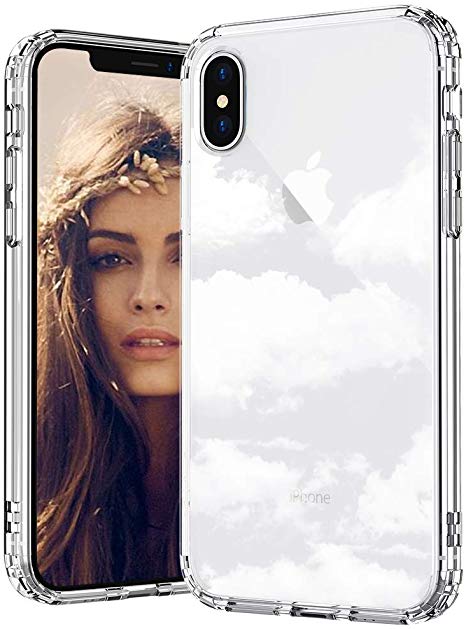 MOSNOVO iPhone Xs Max Case, Cloud Pattern Printed Clear Design Transparent Plastic Back Case with TPU Bumper Protective Case Cover for iPhone Xs Max