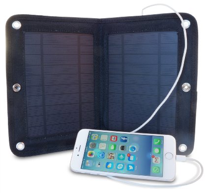 Portable 6 Watt USB Solar Charger, Foldable with 2500mAh built in Battery. High Efficiency Solar Panel Great for Home Car Camping Hiking Best for Mobile Devices, Phones, Iphone, Galaxy and more