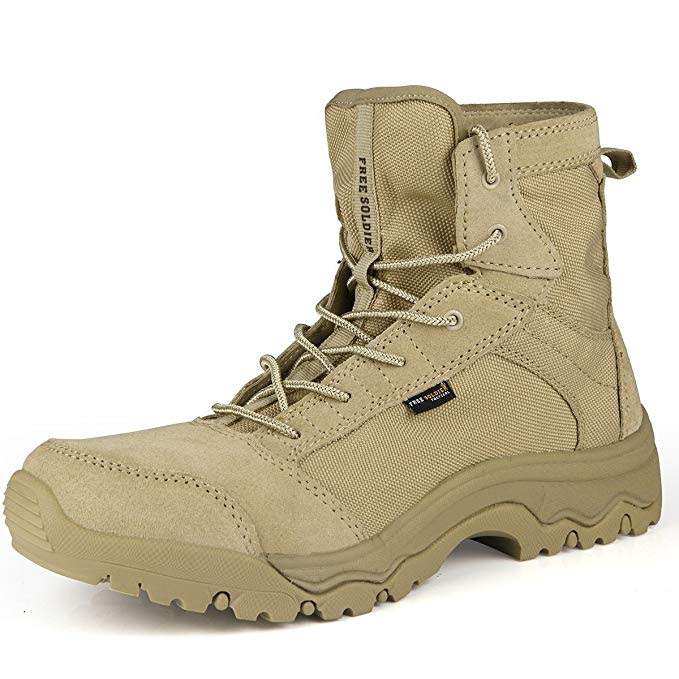 FREE SOLDIER Men's Lightweight Tactical Boots Durable Breathable Shoe for Hiking Running Desert