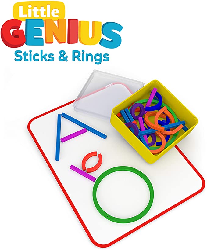 Osmo - Little Genius Sticks & Rings - 2 Games - ABCs & Squiggle Magic - Ages 3-5 - Imagination, Letter Formation, Fine Motor Skills & Creativity - For iPad or Fire Tablet (Osmo Base Required)