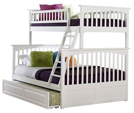 Columbia Bunk Bed with Trundle Bed, Twin Over Full, White