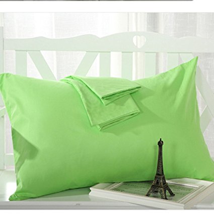 YAROO Pillowcase, Genuine Egyptian Cotton 300 Thread Count Queen 2-Piece Pillow case Set,Solid, Lime green.