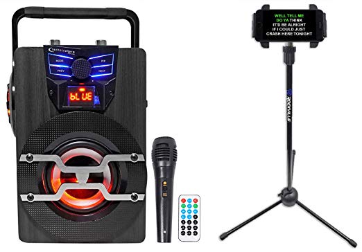 Technical Pro WASP420 Bluetooth Karaoke Machine System w/LED's Mic Tablet Stand