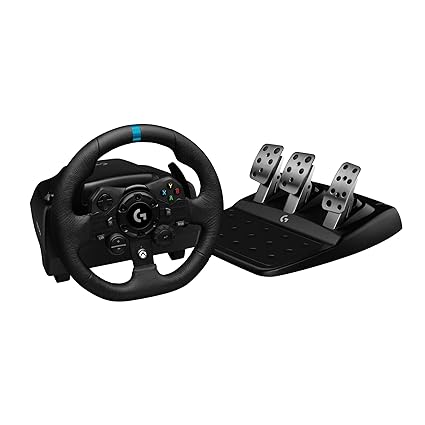 Logitech G 923 Racing Steering Wheel and Pedals, TRUEFORCE Force Return Pressure-Sensitive Pedals, Dual Clutch, Launch Control, Traditional Design, for Xbox Series X|S, Xbox One, PC - Black