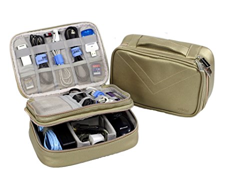 Electronics Travel Organizer Waterproof Storage Bag (Gold)
