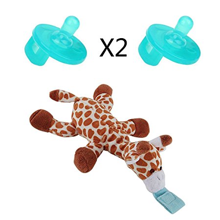 Missblue Infant Pacifier-Baby Soothie Pacifier with Detachable Silicone BPA Free Pacifier Holder,Best Gift for Boys & Girls (Giraffe)