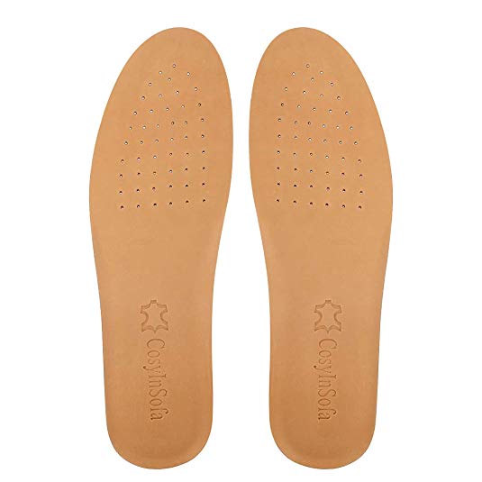 Leather Insoles, Shock Absorption leather Insoles for Men and Women,Ultra Thin Soft and Comfort Replacement Inner Soles for Work Shoes and Boots