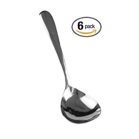(Pack of 6) 8-3/8" Solid Serving Spoon Stainless Steel - Mirror Finish for Elegant Buffet Serving!