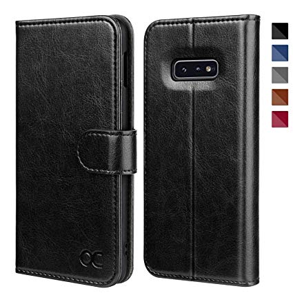 OCASE Samsung Galaxy S10e Case [ Card Slot ] [ Kickstand ] [TPU Shockproof Interior ] Leather Flip Wallet Case for Samsung Galaxy S10e Devices (Black)