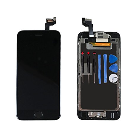 Ayake LCD Screen for iPhone 6s Black Display Assembly Digitizer Touchscreen Replacement with Front Facing Camera, Speaker and Home Button Pre-Assembled (All Required Tools Included)