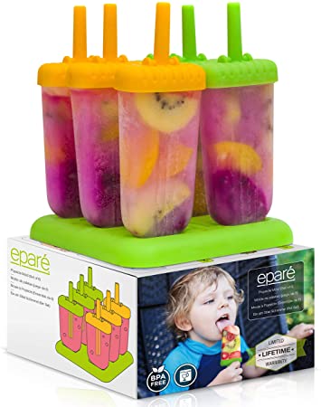 Eparé Popsicle Molds - Silicone Homemade Ice Pop Maker - Silicone Kids Ice Cream Mold - BPA Free Popsicles Sticks Tray