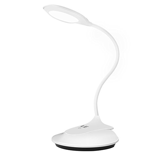 LE Dimmable LED Clip On Desk Lamp Book Light, Gooseneck 3 Dimming Level Daylight White Book Light Touch Control Portable USB Rechargeable C-Clamp Table Lamp