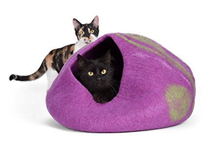 KittiKubbi - Cat Bed Cave (Large) - Felted from 100% Natural Wool - Handmade pod for cats and kittens