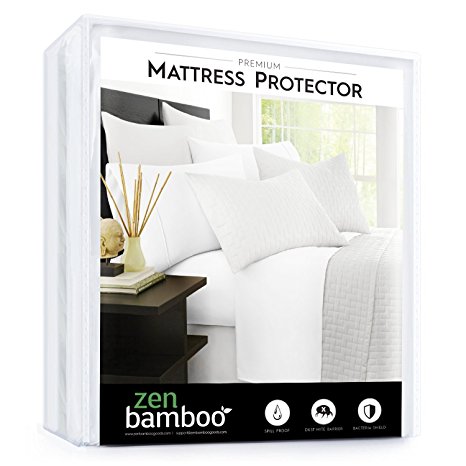 Zen Bamboo Mattress Protector - Best Lab Tested Premium Waterproof, Hypoallergenic, Cool and Breathable Bamboo Derived From Rayon Mattress Protector and Cover - Full