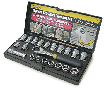 Titan Tools 17400 21-Piece EXO-Drive SAE & Metric Socket Set