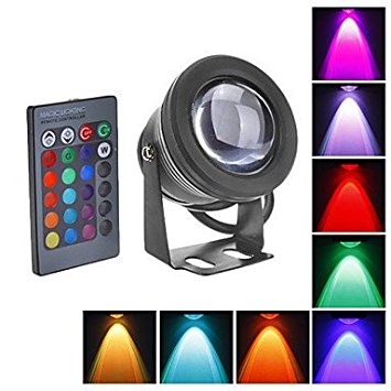 12V 10W Waterproof RGB LED Flood Light with 24Key Remote Control