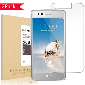 Scarer [2 Pack]LG Aristo Screen Protector,[9H Hardness] [Crystal Clear] [Easy Bubble-Free Installation] [Scratch Resist] Tempered Glass For LG Aristo (MS210) / LG LV3