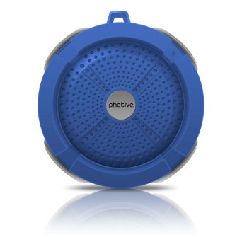 Photive Rain WaterProof Portable Bluetooth Shower speaker Rugged Wireless OutdoorShower Speaker with Built in Microphone - Blue