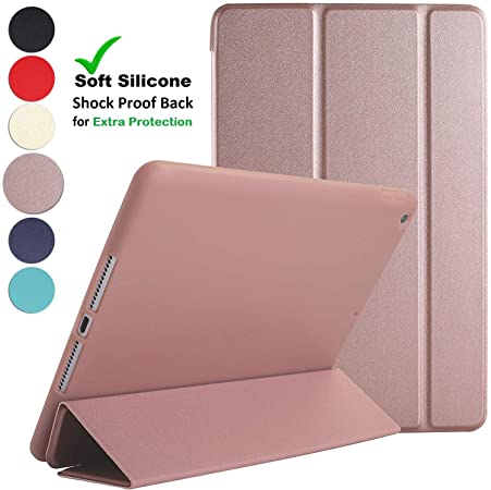 DuraSafe Cases for iPad PRO 10.5 Inch 2017 / Air 3 (3rd Gen) 10.5 Inch 2019 [ A1701 A1709 A2152 A2123 A2153 A2154 ] Smart Cover with Soft Silicone Back, Auto Sleep/Wake Rose Gold (Soft Back)