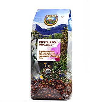 Java Planet - Costa Rican USDA Organic Coffee Beans, Dark Roast, Arabica Gourmet Coffee Grade A, packaged in 1 LB bag