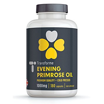 Evening Primrose Oil 1000mg - 180 Capsules - Cold Pressed - Transforme