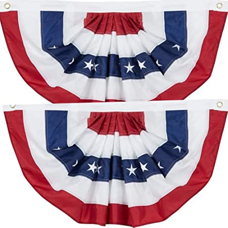 SUNYAO American US Flag Bunting,2X4 Ft USA Pleated Fan Flag . Brass Grommets Quality 210D Nylon Flag Indoor/Outdoor - United States 2 x 4 Feet Half Fan Banner
