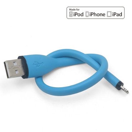 【Apple MFi Certified】10inch Bendy & Durable Apple MFi Certified iPhone 6S Lightning Cable, 25cm Flexible MFi Lightning Cable, Short iPad mini MFi Lightning Cable, iPhone 5 MFi Lightning Charger Cable, Short Blue MFi Certified Lightning Cable (10inch Blue)