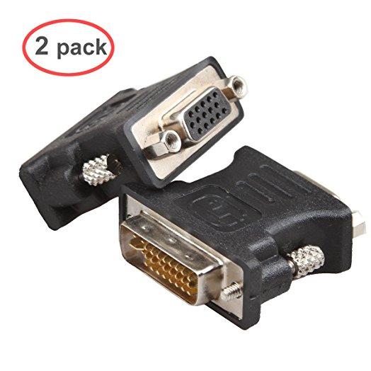 LINESO 2Pack DVI Male To VGA Female Adapter (HDD15Pin,RGB15Pin) Black