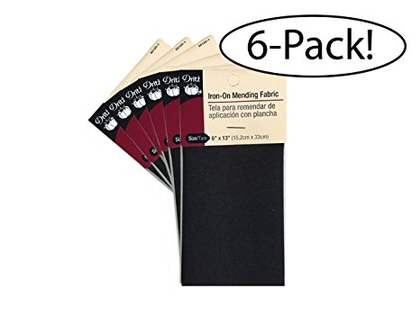 Dritz 55120-1 Iron-On Mending Fabric, Black, 6 by 13-Inch6 Pack