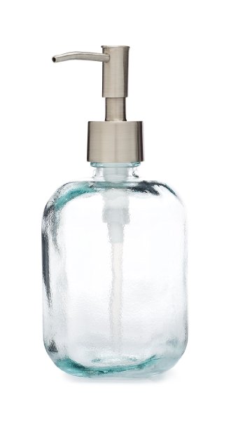 Cubo Square Round Recycled Glass Soap Dispenser (Stainless Rustic)