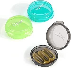 Opret Tablettenbox Pillendose Klein Für Unterwegs 3 Stück, Tragbar Pillenbox Klein Tablettendose für Vitamine, Fischöl und Tablets(Schwarz Cyan Grün)