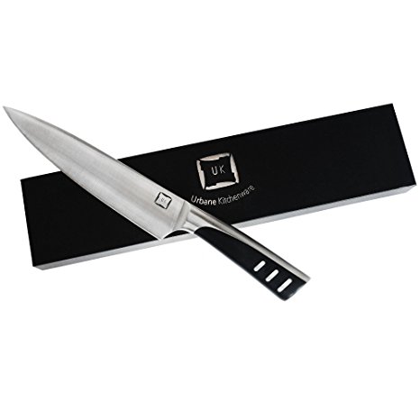Premium Stainless Steel Chef’s Knife By Urbane Kitchenware - 8 Inch High Carbon Stainless Steel Kitchen Knife - 5 Cook Star Professional Quality - Razor Sharp Blade - Comfortable Ergonomic Handle