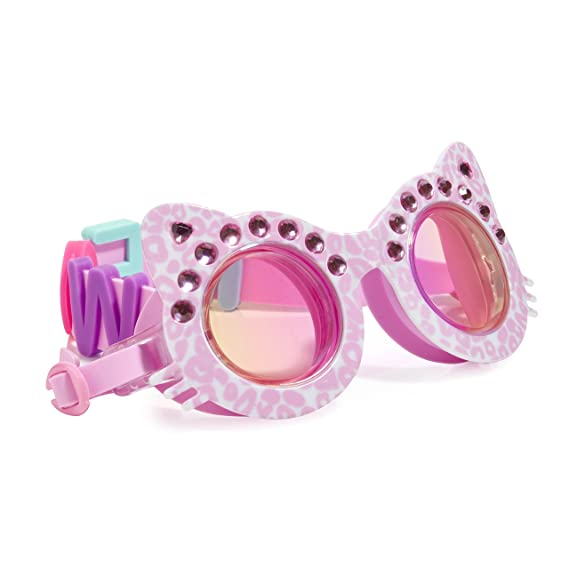 Cat Shaped Swimming Goggles for Kids by Bling2O - Anti Fog, No Leak, Non Slip and UV Protection - Purrfect Pink Colored Fun Water Accessory Includes Hard Case