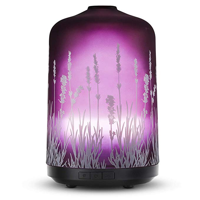 Lavender Aroma Essential Oil Diffuser 250ml Aromatherapy Ultrasonic Cool Mist Whisper Quiet Humidifier, Waterless Auto Shut-Off and 7-Color Changed LED for Home Office Yoga SPA (250ml)