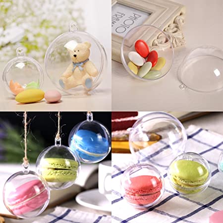 Kranich 20Pcs Fillable Ball Clear Plastic Christmas Ball 100mm for Holiday Wedding Party Home Decor
