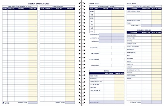 Adams Bookkeeping Record Book, Weekly Format, 8.5 x 11 Inches, White (AFR70)