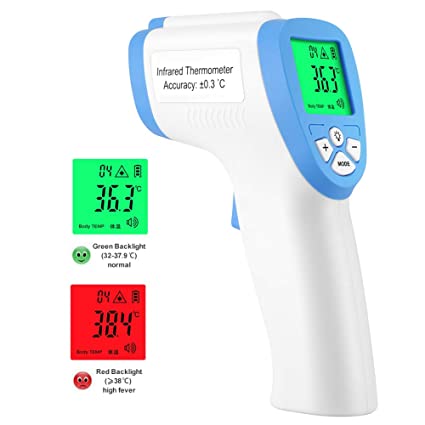 Forehead Thermometer, Non-Contact Digital Infrared Thermometer with Fever Health Alert LCD Display for Baby and Adults