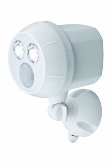 Mr. Beams MB380 Weatherproof Wireless Battery Powered LED Ultra Bright 300 Lumen Spotlight with Motion Sensor, White, 1-Pack