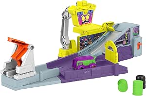 Fisher-Price DC Batwheels Toy Car Playset, Legion of Zoom Launching HQ with Ramp & Launcher Plus Prank The Joker Van, Ages 3  Years, HNP07