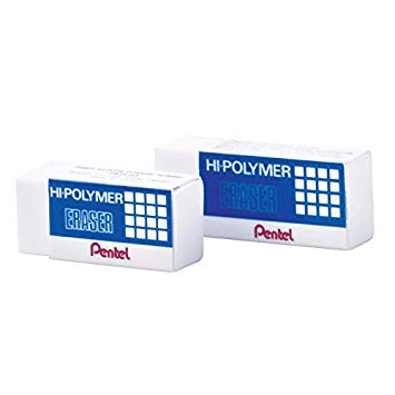 Pentel Super Hi-Polymer Eraser, Large, Nonabrasive, White (ZEH-05)3 pieces