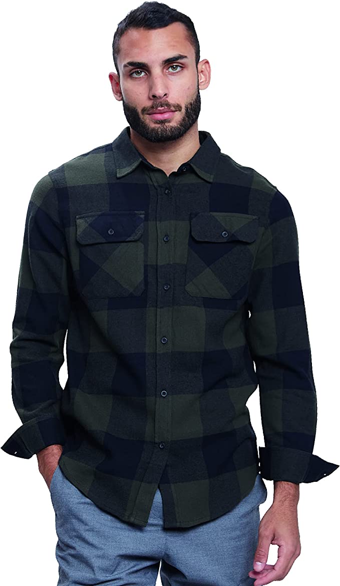Flannel Shirt for Men - Mens Long Sleeve Plaid Button Down Outdoor Shirts (S-5X)