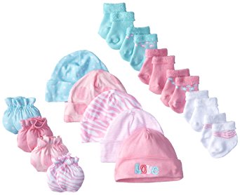 Gerber Baby Girls' 15 Piece Socks, Caps, and Mittens Essential Gift Set