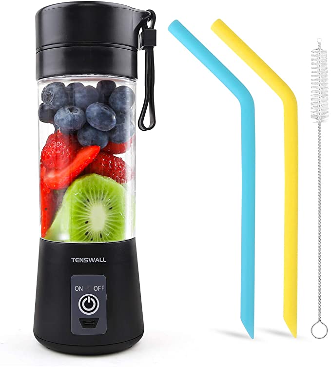 Portable Blender, Personal Size Blender Shakes and Smoothies Mini Jucier Cup USB Rechargeable Battery Strong Power Ice Blender Mixer Home Office Sports Travel Outdoors