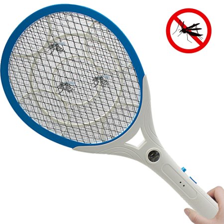 Electric Bug Zapper Rechargeable,ATIVI Powerful Electric Bug Zapper Fly Swatter Zap Mosquito Zapper with LED Nightlight for Indoor and Outdoor Pest Control Killer Durable ABS Plastic Racket - Blue