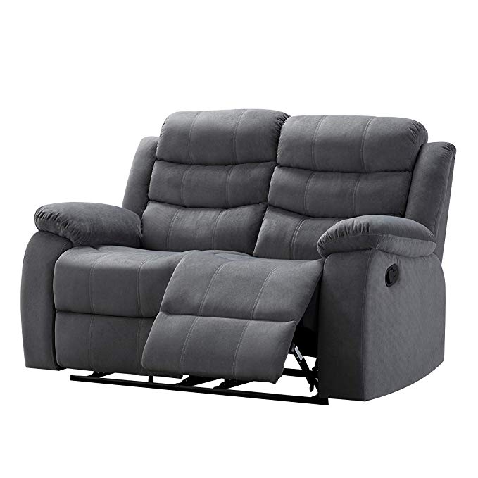 Christies Home Living Living Room Upholstered Reclining, Love Seat with 2, Grey
