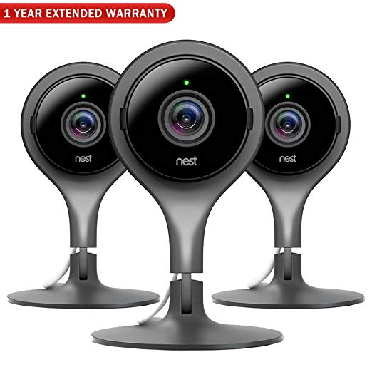 Nest NC1104US Indoor Security Camera (Pack of 3)   1 Year Extended Warranty