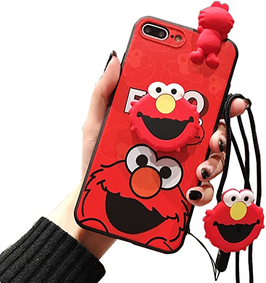 VANVENE Sesame Street iPhone 8 Plus Case/iPhone 7 Plus Cute Cartoon Case for Kids Girls, 3D Animal Character Cover Case for Apple iPhone 7 Plus, iPhone 8 Plus 5.5" with Holder Lanyard Doll