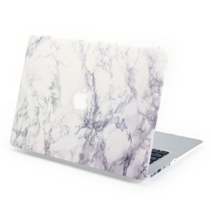 Macbook Air 13 Case, GMYLE Hard Case Print Frosted for MacBook Air 13 inch (Model: A1369 and A1466) - White Marble Pattern Rubber Coated Hard Shell Cover