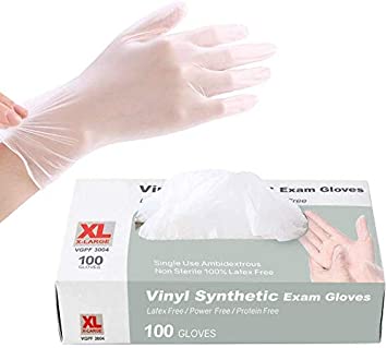 100 Pcs Gloves, Disposable, PVC, Powder Free Industrial Gloves, Latex Free, Cleaning Glove Ship from USA(S, M, L) (M, Khaki)