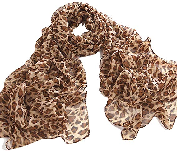 Chicastic Leopard Animal Print Chiffon Scarf Wrap Stole Shawl